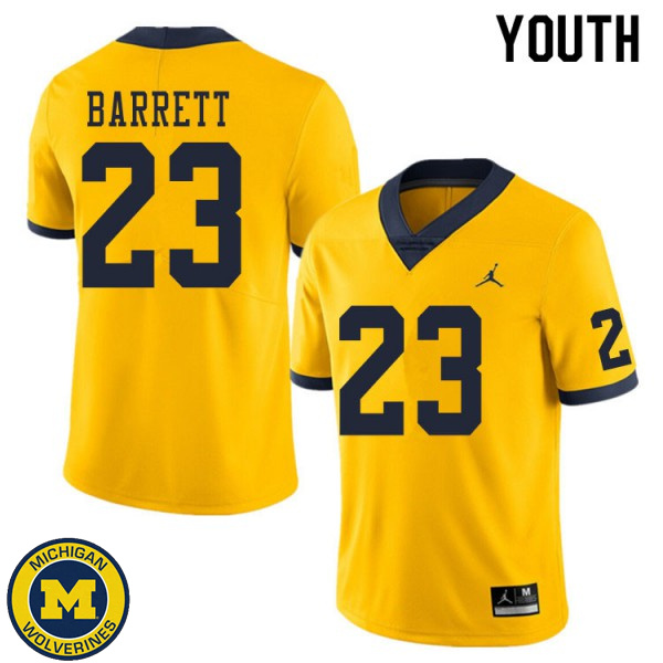 Youth University of Michigan #23 Michael Barrett Yellow Fashion Football Jersey